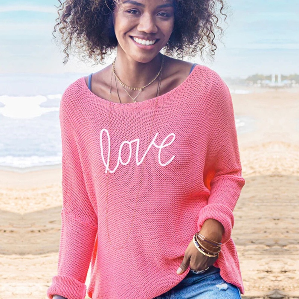 Wooden Ships Coral Love Sweater